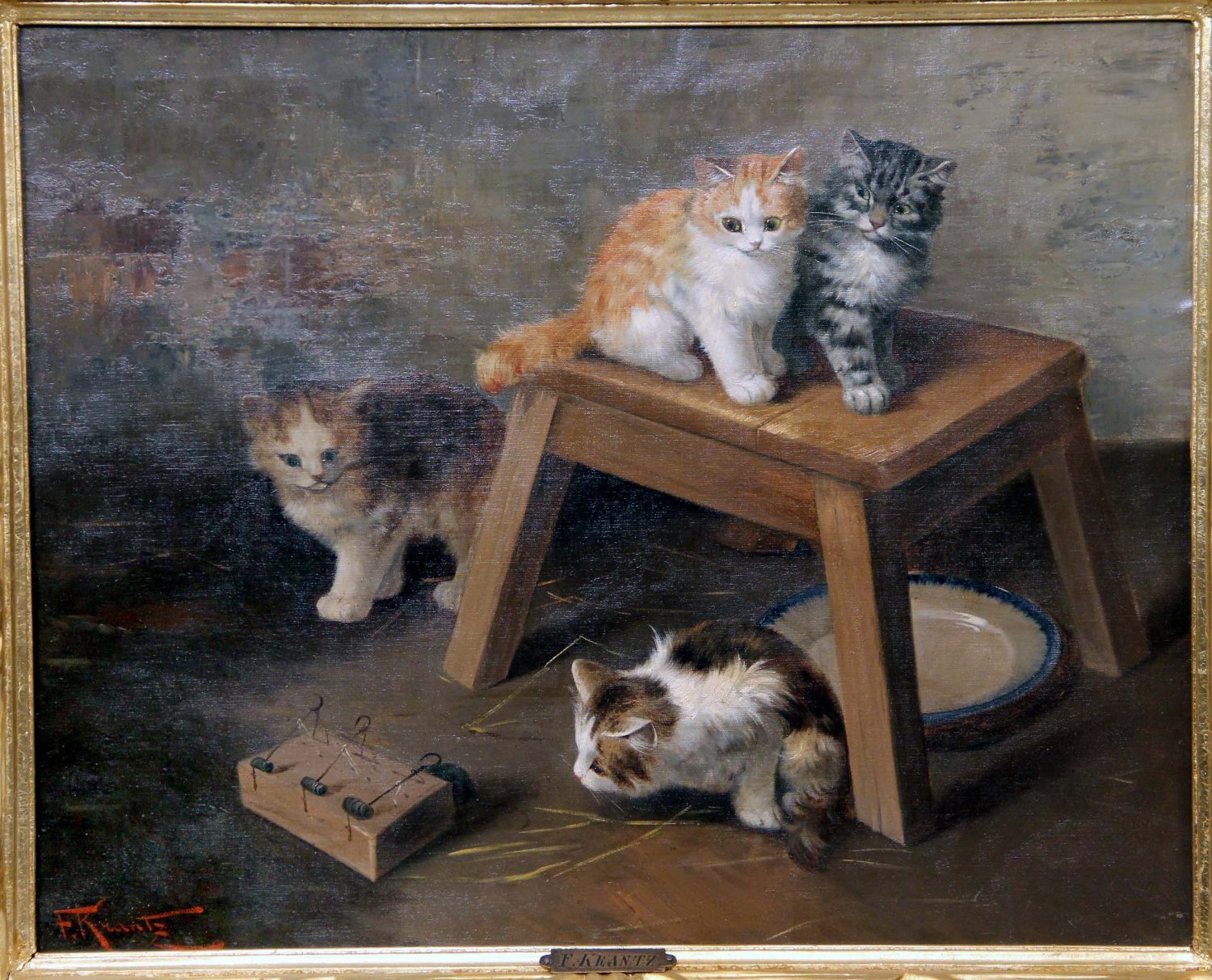 A Beautiful Pair of Late 19th / Early 20th Century Kitten Paintings By ...