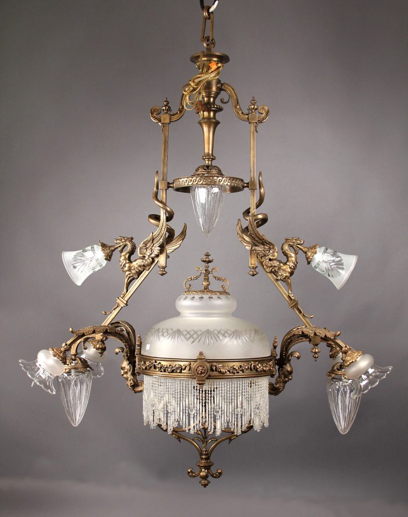 A Fine Late 19th Century Gilt Bronze and Beaded Ten Light Billiard ...