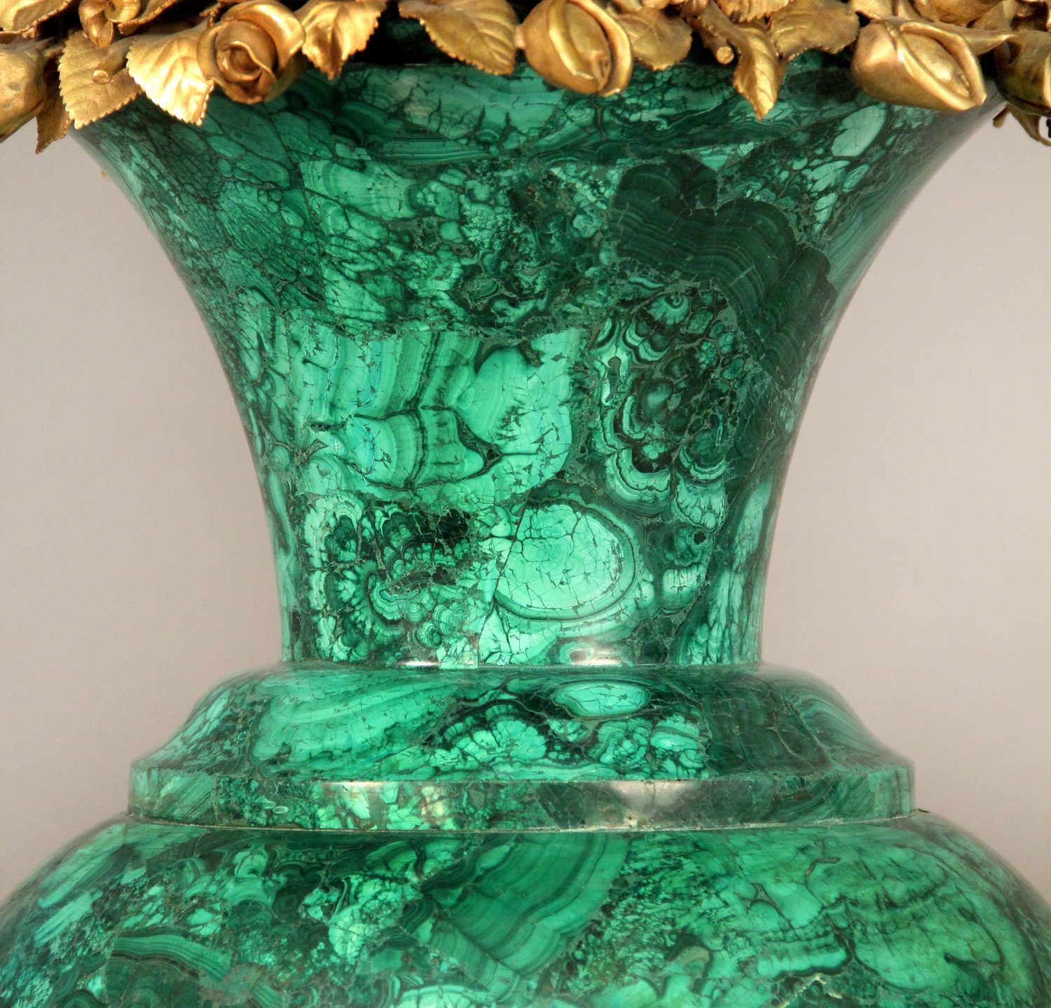 A Rare and Palatial Pair of Mid 20th Century Gilt Bronze and Malachite ...