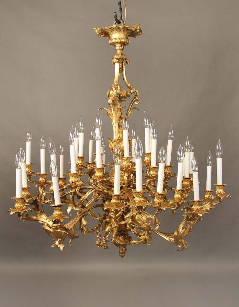 A Fantastic Late 19th Century Gilt Bronze Thirty Six Light Chandelier ...