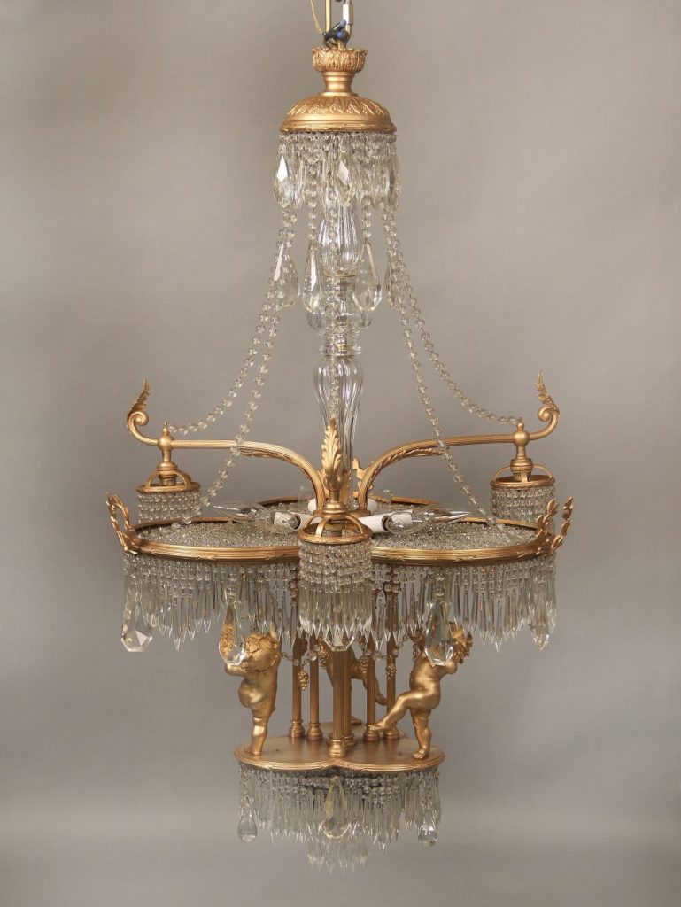 A Wonderful Early 20th Century Gilt Bronze and Crystal Thirteen Light ...